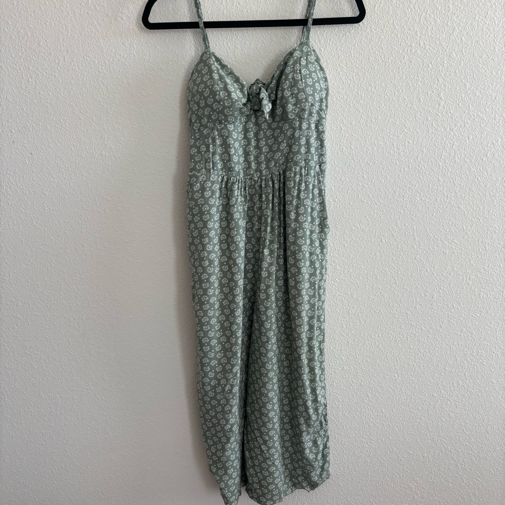As U Wish Woman’s Spaghetti Strap Jumpsuit Large Floral Wide Leg Boho Romper